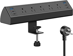 Desk Clamp Power Strip with USB C for Desktop Computer Charging