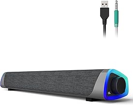 SOULION R30 Sound Bar with LED Lights, Bluetooth Surround Sound for TV & Desktop