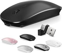 Bluetooth Wireless Mouse for MacBook Air, Mac Pro, iPad, PC - Rechargeable Silent Mouse with Dual Mode Switch, Bluetooth 5.2/3.0, 2.4GHz USB-A & USB-C (Black)