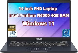 ASUS 14" FHD Windows 11 Laptop - 10 Hrs Battery, 64GB eMMC