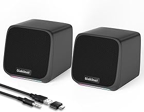 Compact USB-Powered Computer Speakers with 3.5mm Aux for PC, Laptop, Tablet, Phone | Bluetooth Soundbar Alternative