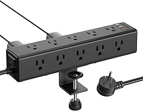 CCCEI Standing Desk Clamp Power Strip for Desktop Computer