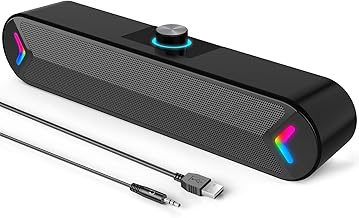 LENRUE USB-Powered Sound Bar for TV, 10W Stereo PC Speakers, Black