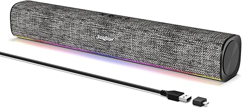 SOULION R100 Bluetooth Soundbar with LED Lights, USB Plug & Play for TV/PC