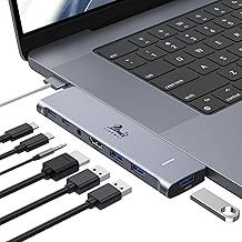 USB C Hub Adapter for MacBook Pro/Air M1M2M3, 4K HDMI, 3 USB 3.0, 100W Charging