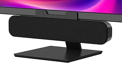 Desktop PC Speakers with Loud Sound, Volume Control, Clamps to Monitors, USB-C Adapter, Black - Best Sound Bar for TV