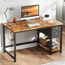 SMUG Modern Desk with Storage Drawers for Desktop PC Use