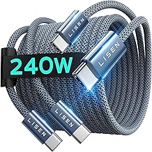 240W USB C to USB C Cable for MacBook Pro, iPhone 16 Pro Max, iPad, Samsung S25 Ultra - 2 Pack, 6.6ft, Fast Charging