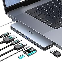 8-in-2 USB C Hub for MacBook Pro Air M3 M2 M1, HDMI, Thunderbolt 3, SD Card Reader