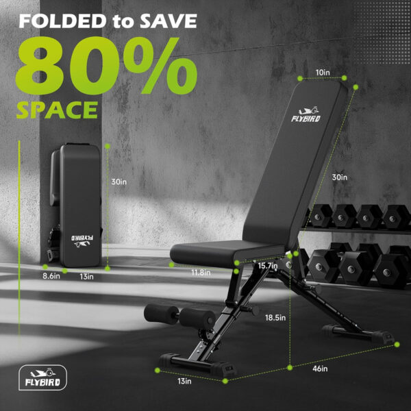 FLYBIRD Adjustable Weight Bench Foldable Home Gym Bench