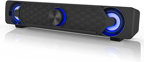 Smalody Wired Desktop Speakers with LED Light, Bluetooth Soundbar