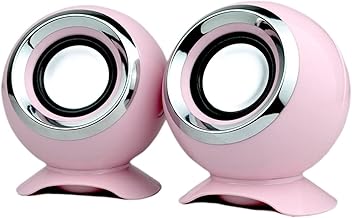 Mini Wired USB Speakers for PC & Laptop - Pink, Great Sound Bar for TV