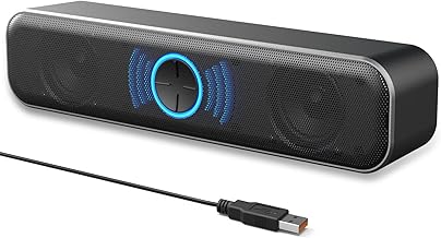 USB Computer Speakers with Enhanced Bass & RGB Light Sound Bar for TV