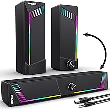 RGB Sound Bar for TV - Wired PC Speakers with Subwoofer