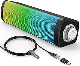 LENRUE USB-Powered Computer Speakers with Touch Lights & Knob Control