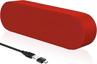 USB Computer Speakers with Crystal Clear Sound and Volume Control - Good Sound Bar for TV (Red)